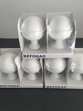NWT 3 Sets IKEA BEFOGAD Finials White for Curtain Rod 903.147.51